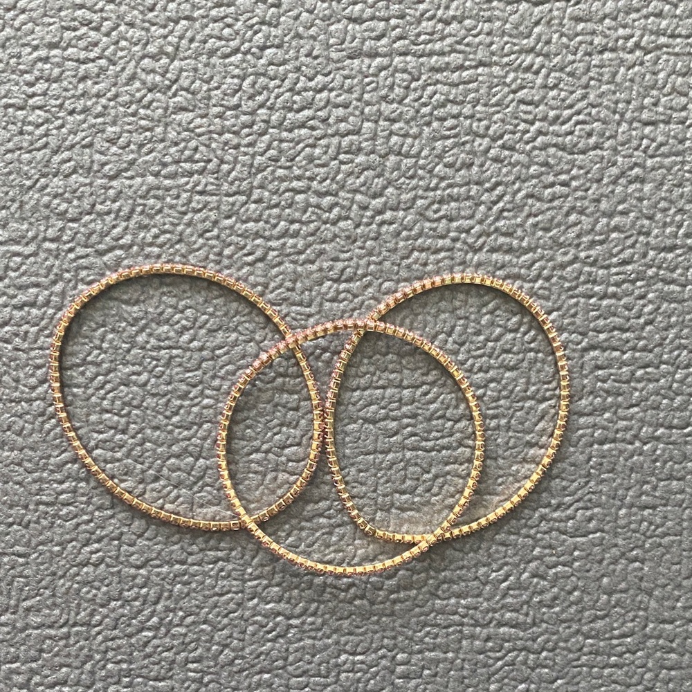 Elegant pink crystal gold Bangle Set
